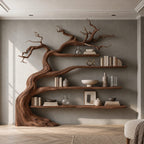 Minimalist Driftwood Tree Bookshelf With Sculpted Branch Form