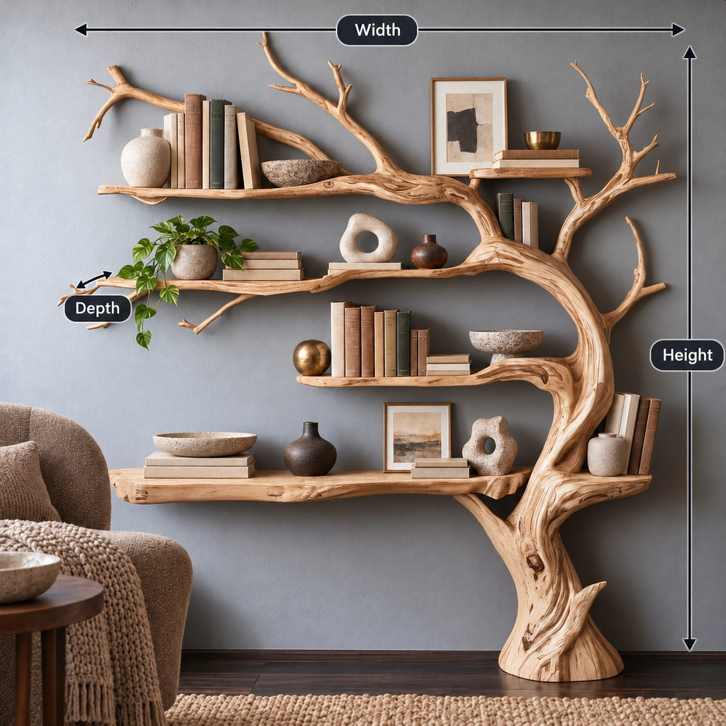 Scandinavian Tree Bookshelf With Open Branch Form For Living Room