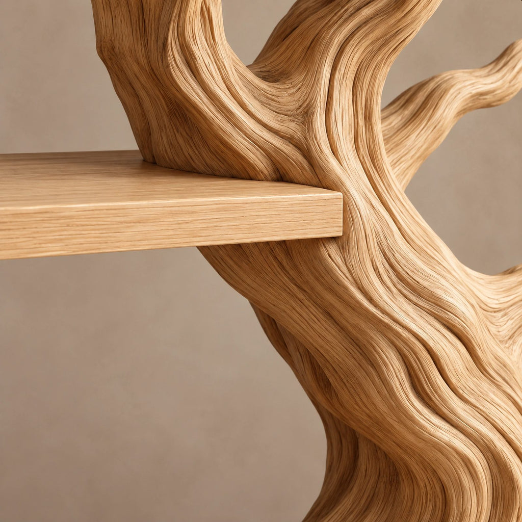 Handcrafted Tree Bookshelf With Built In Storage Drawers For Living Room