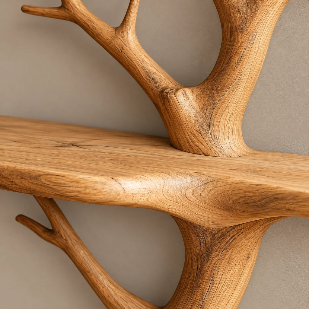 Organic Solid Wood Tree Bookshelf With Branch Shelves For Living Room