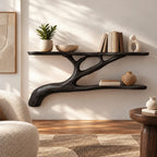 Modern Solid Wood Tree Bookshelf With Curved Branch Shelves For Living Room