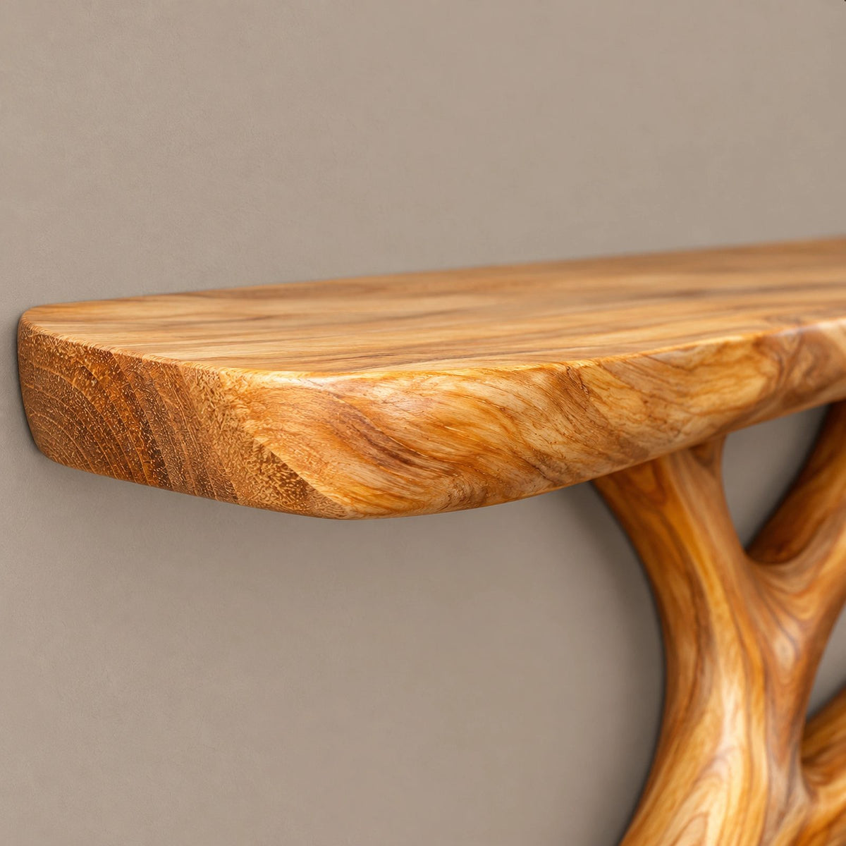 Modern Solid Wood Tree Bookshelf With Curved Branch Shelves For Living Room