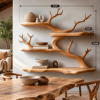 Sculptural Solid Wood Tree Bookshelf With Branch Shelves For Living Room