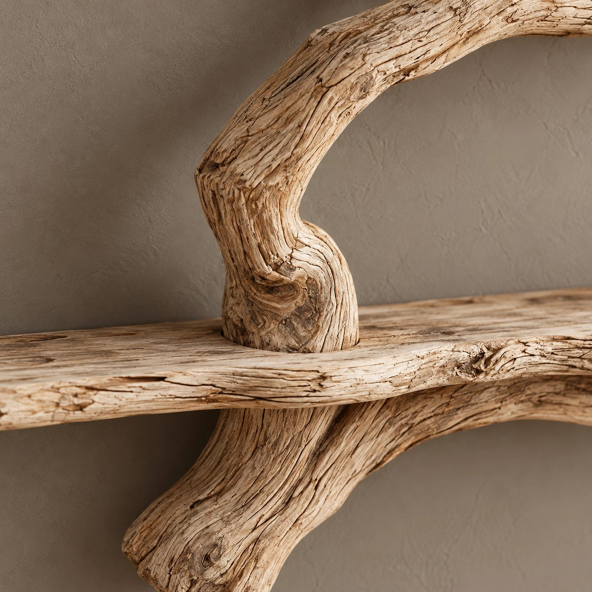 Rustic Driftwood Corner Tree Bookshelf With Branch Shelves For Living Room