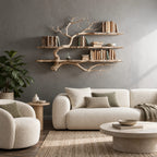 Rustic Driftwood Corner Tree Bookshelf With Branch Shelves For Living Room
