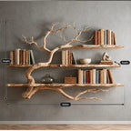 Rustic Driftwood Corner Tree Bookshelf With Branch Shelves For Living Room