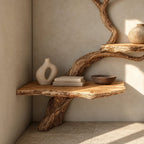 Driftwood Wall Tree Bookshelf With Curved Branch Shelves For Living Room