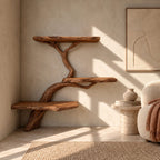 Driftwood Wall Tree Bookshelf With Curved Branch Shelves For Living Room