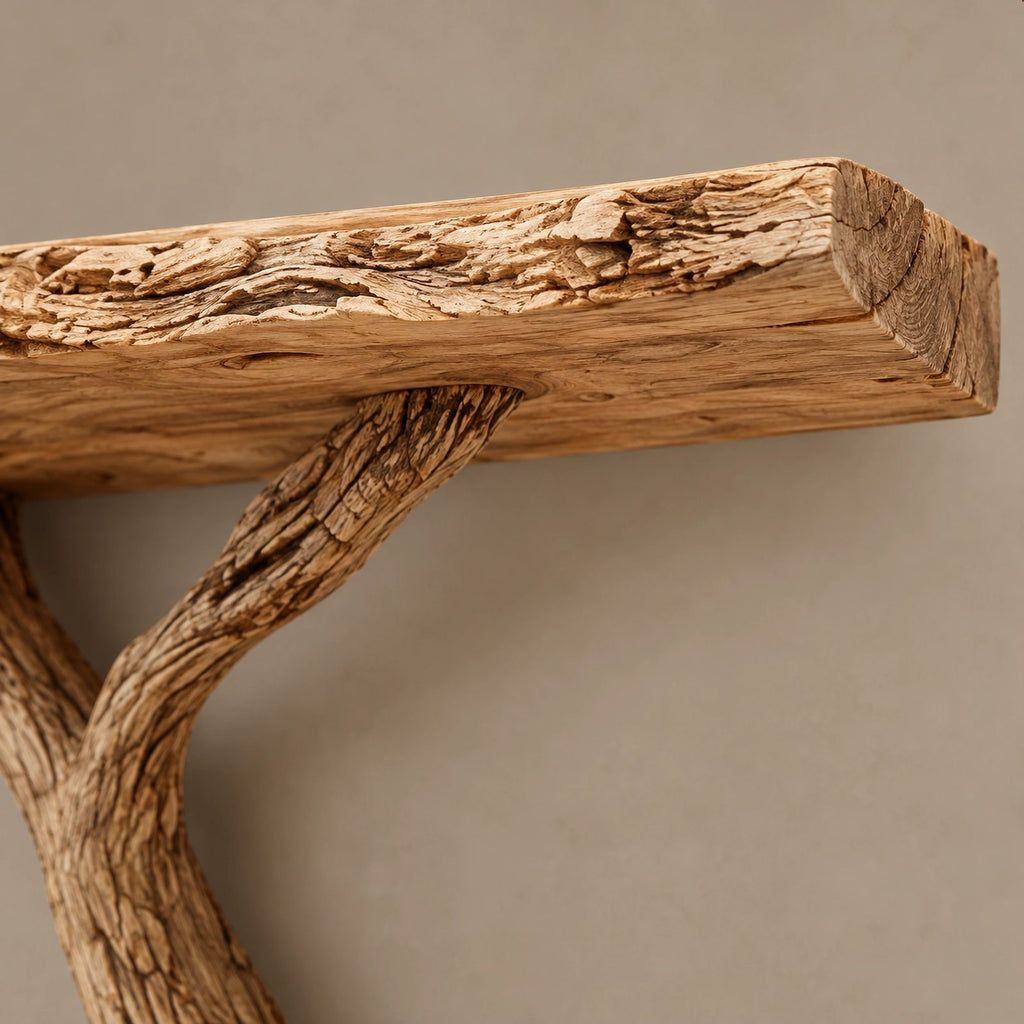 Driftwood Wall Tree Bookshelf With Curved Branch Shelves For Living Room