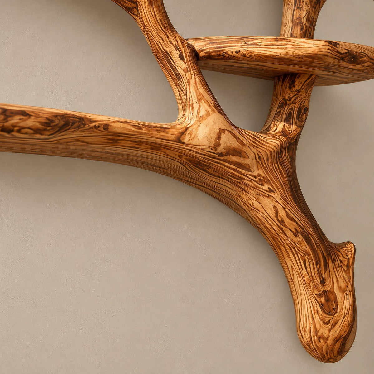 Rustic Solid Wood Wall Tree Bookshelf With Branch Shelves For Living Room