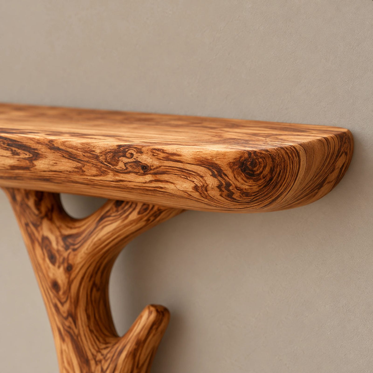 Rustic Solid Wood Wall Tree Bookshelf With Branch Shelves For Living Room