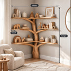 Rustic Corner Tree Bookshelf With Open Branch Shelves For Kids Room