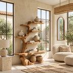 Organic Tree Bookshelf With Asymmetrical Branch Shelves For Living Room
