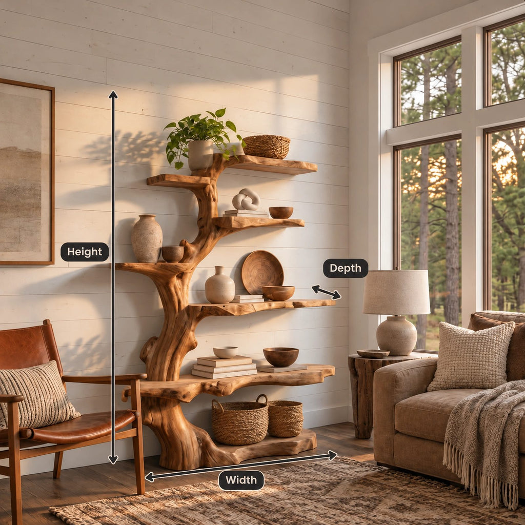Organic Tree Bookshelf With Asymmetrical Branch Shelves For Living Room