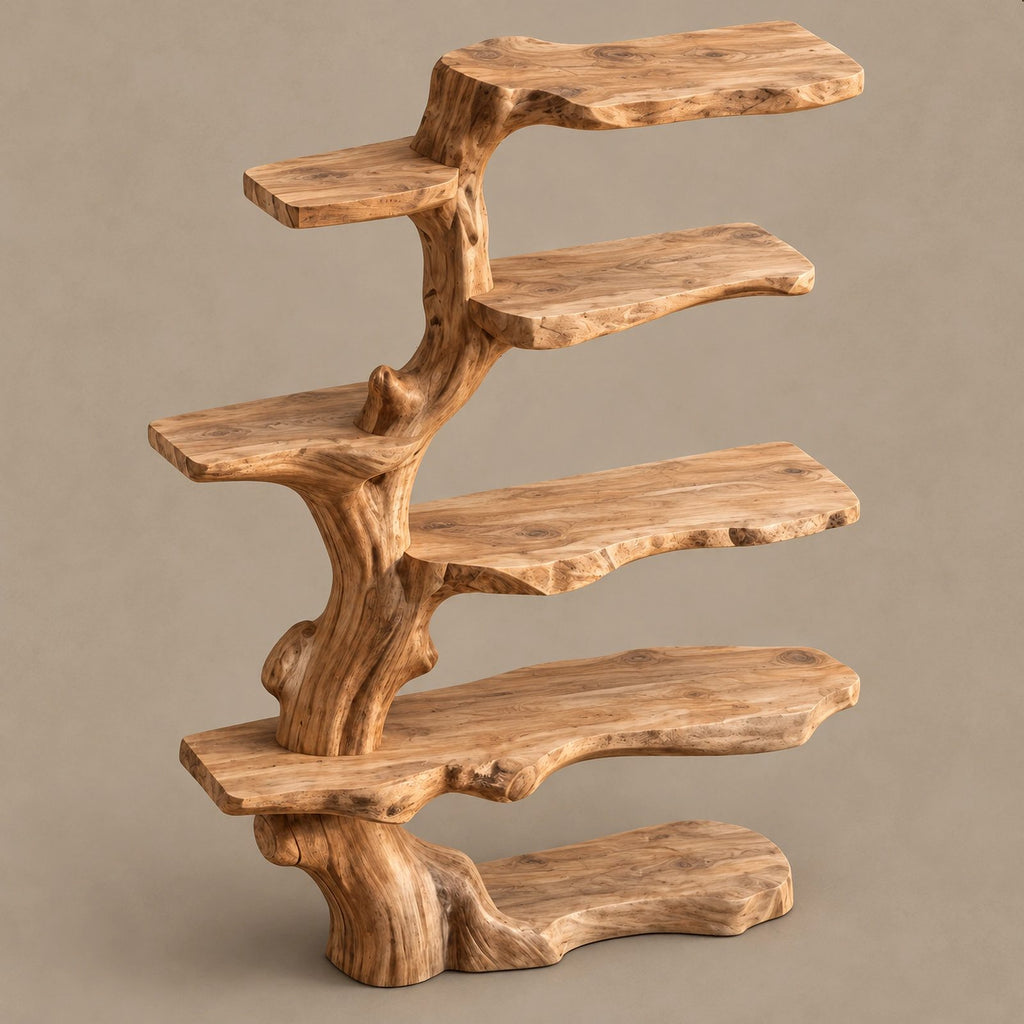 Organic Tree Bookshelf With Asymmetrical Branch Shelves For Living Room