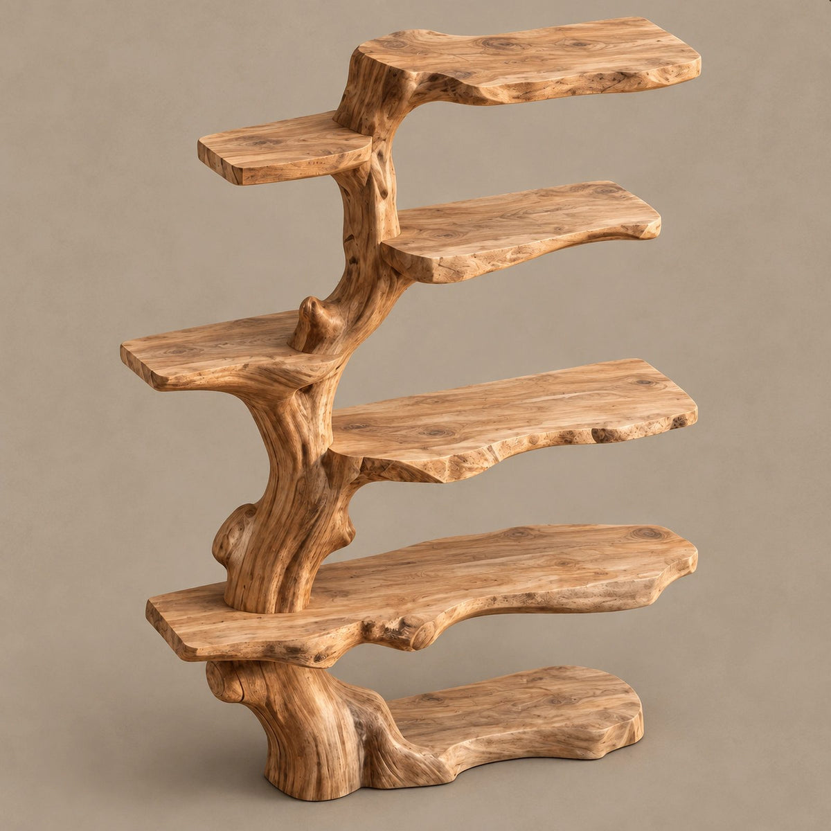 Organic Tree Bookshelf With Asymmetrical Branch Shelves For Living Room