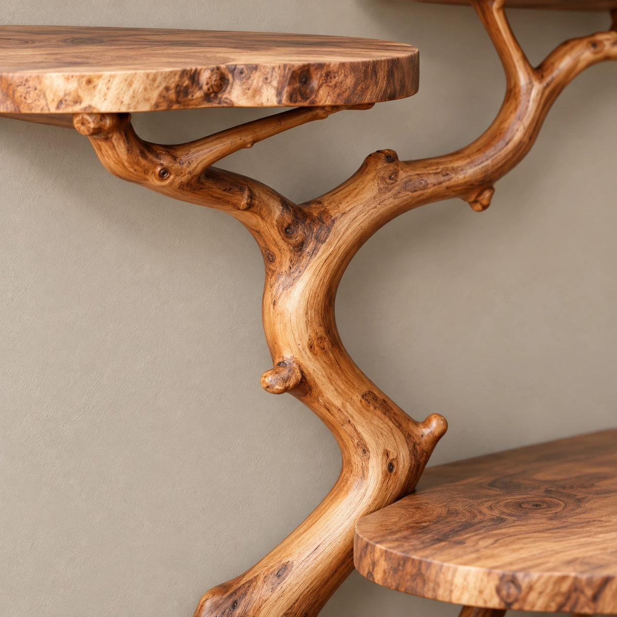 Scandinavian Wall Tree Bookshelf With Round Display Shelves For Living Room