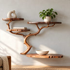 Scandinavian Wall Tree Bookshelf With Round Display Shelves For Living Room