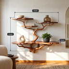 Scandinavian Wall Tree Bookshelf With Round Display Shelves For Living Room