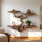 Scandinavian Wall Tree Bookshelf With Round Display Shelves For Living Room