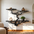 Scandinavian Wall Tree Bookshelf With Round Display Shelves For Living Room