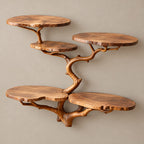 Scandinavian Wall Tree Bookshelf With Round Display Shelves For Living Room
