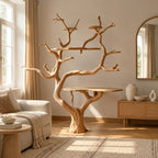 Handcrafted Tree Bookshelf With Built In Desk Shelf For Home Office