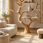 Handcrafted Tree Bookshelf With Built In Desk Shelf For Home Office