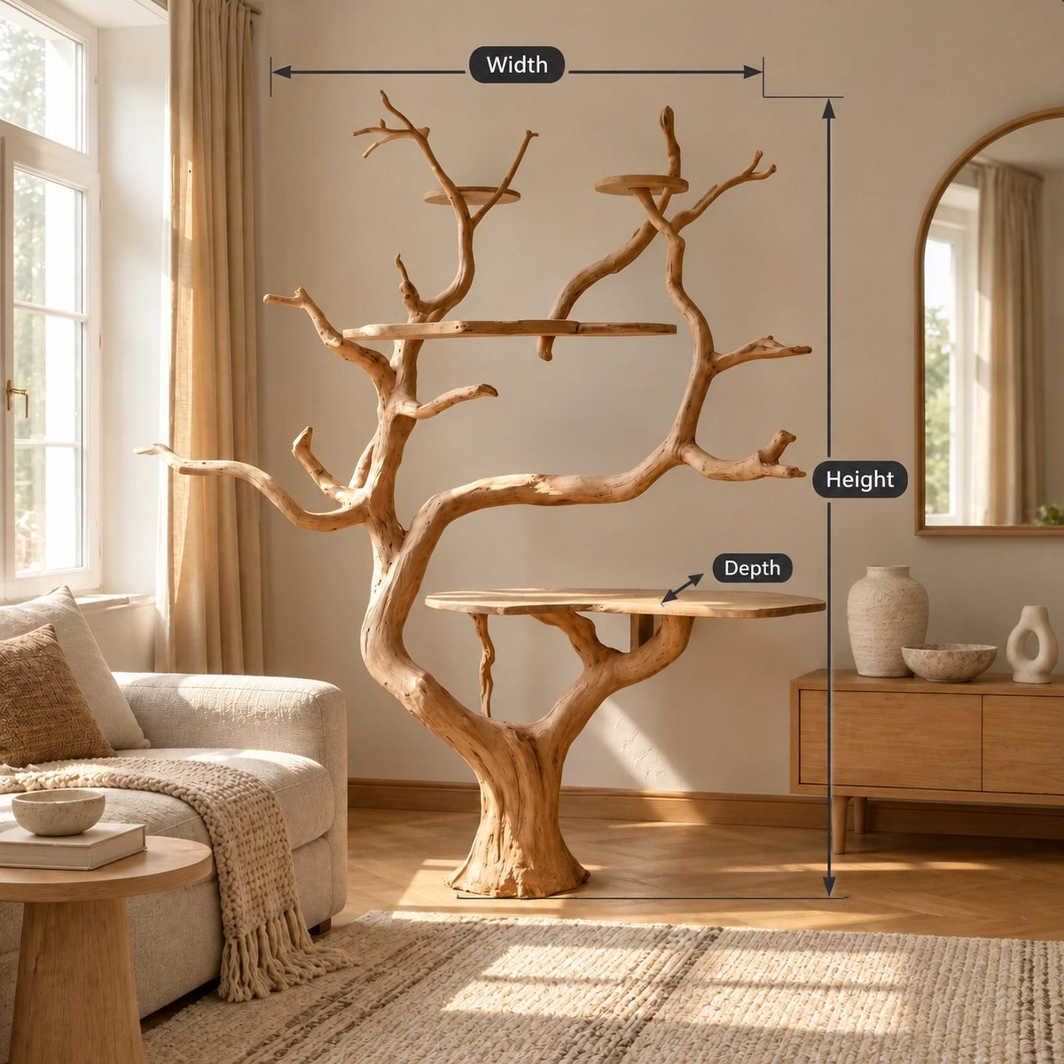 Handcrafted Tree Bookshelf With Built In Desk Shelf For Home Office