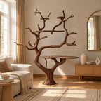 Handcrafted Tree Bookshelf With Built In Desk Shelf For Home Office
