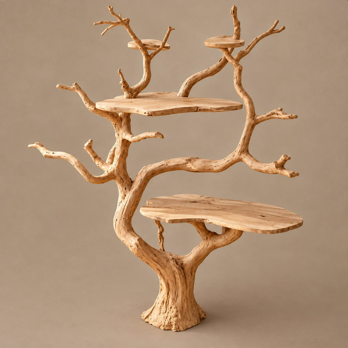 Handcrafted Tree Bookshelf With Built In Desk Shelf For Home Office