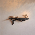 Rustic Live Edge Wooden Floating Shelf With Branch Support For Entryway