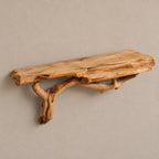 Rustic Live Edge Wooden Floating Shelf With Branch Support For Entryway