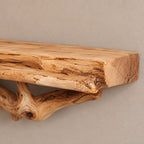 Rustic Live Edge Wooden Floating Shelf With Branch Support For Entryway