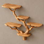 Modern Sculptural Wooden Wall Tree Bookshelf With Branching Shelves