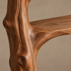 Sculptural Wood Tree Bookshelf With Built In Reading Bench For Living Room