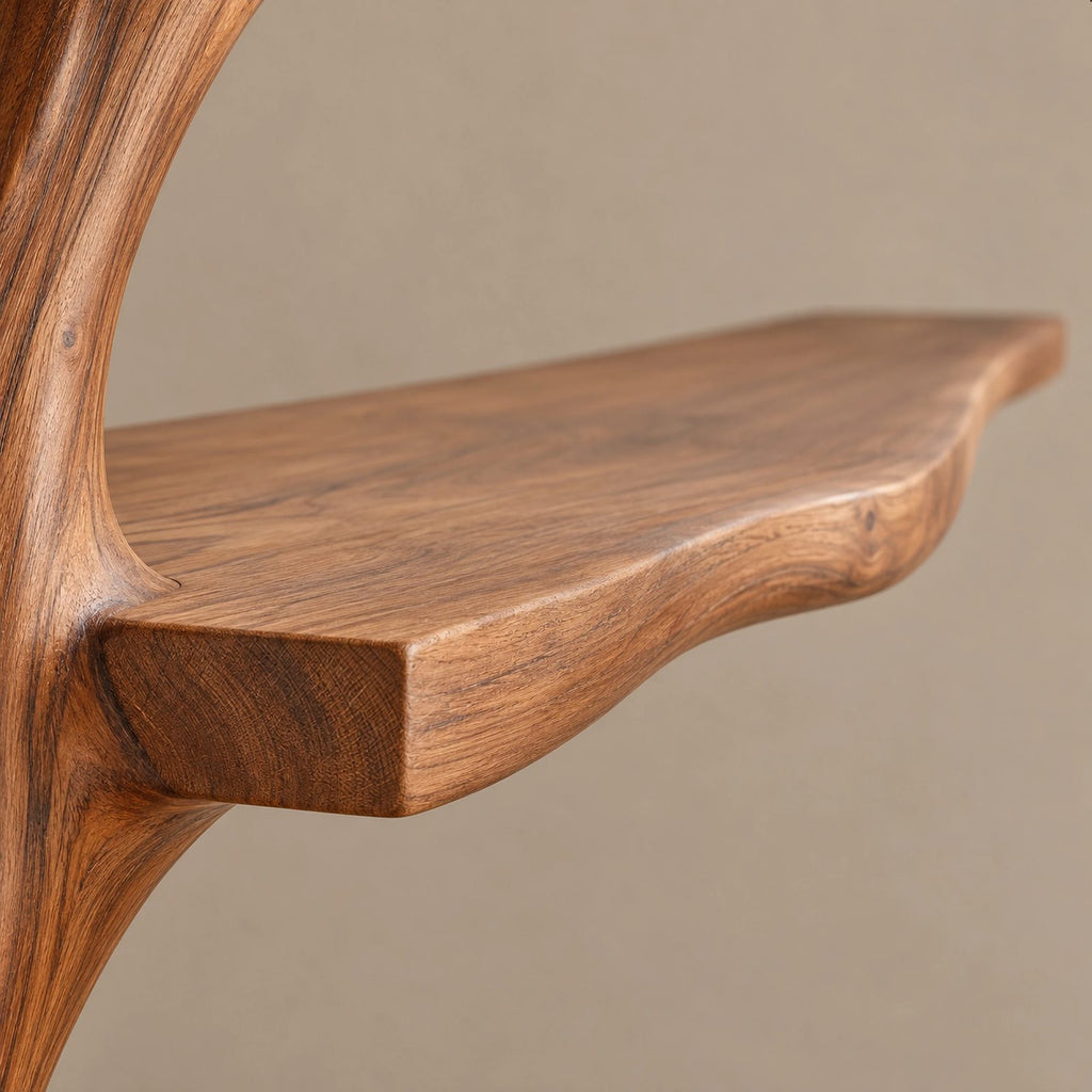 Sculptural Wood Tree Bookshelf With Built In Reading Bench For Living Room