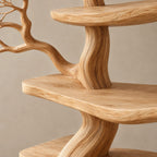 Contemporary Freestanding Wood Tree Bookshelf With Sinuous Branch Shelves