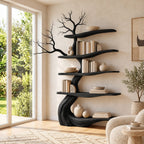 Contemporary Freestanding Wood Tree Bookshelf With Sinuous Branch Shelves