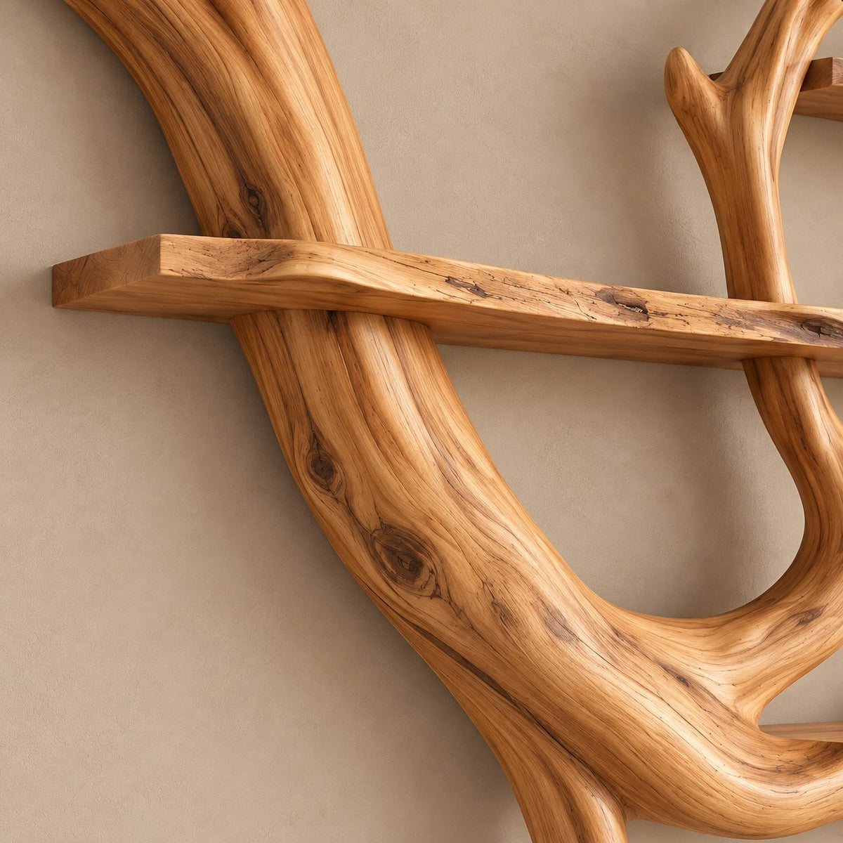 Farmhouse Wood Wall Tree Bookshelf With Sweeping Branch Display