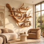 Farmhouse Wood Wall Tree Bookshelf With Sweeping Branch Display
