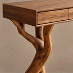 Modern Twin Branch Console Table With Center Drawer For Entryway