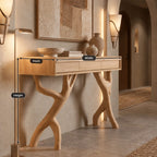 Rustic Forked Branch Console Table With Drawer For Hallway
