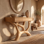 Scandinavian Y Branch Console Table With Drawer For Living Room