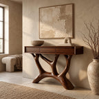 Scandinavian Y Branch Console Table With Drawer For Living Room