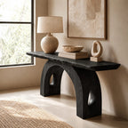 Handcrafted Live Edge Console Table With Arched Keyhole Base For Entryway