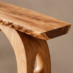 Handcrafted Live Edge Console Table With Arched Keyhole Base For Entryway