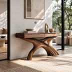 Contemporary Flowing X Leg Console Table With Drawers For Entryway