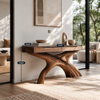 Contemporary Flowing X Leg Console Table With Drawers For Entryway