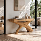 Contemporary Flowing X Leg Console Table With Drawers For Entryway